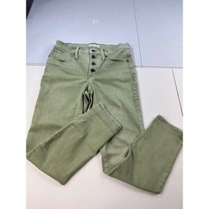 Madewell 9" High Rise Skinny Crop Button Fly Jeans‎ Womens Size 26 Green Denim